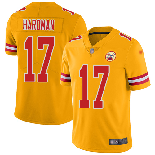 Men Kansas City Chiefs #17 Hardman Mecole Limited Gold Inverted Legend Football Nike NFL Jersey->kansas city chiefs->NFL Jersey
